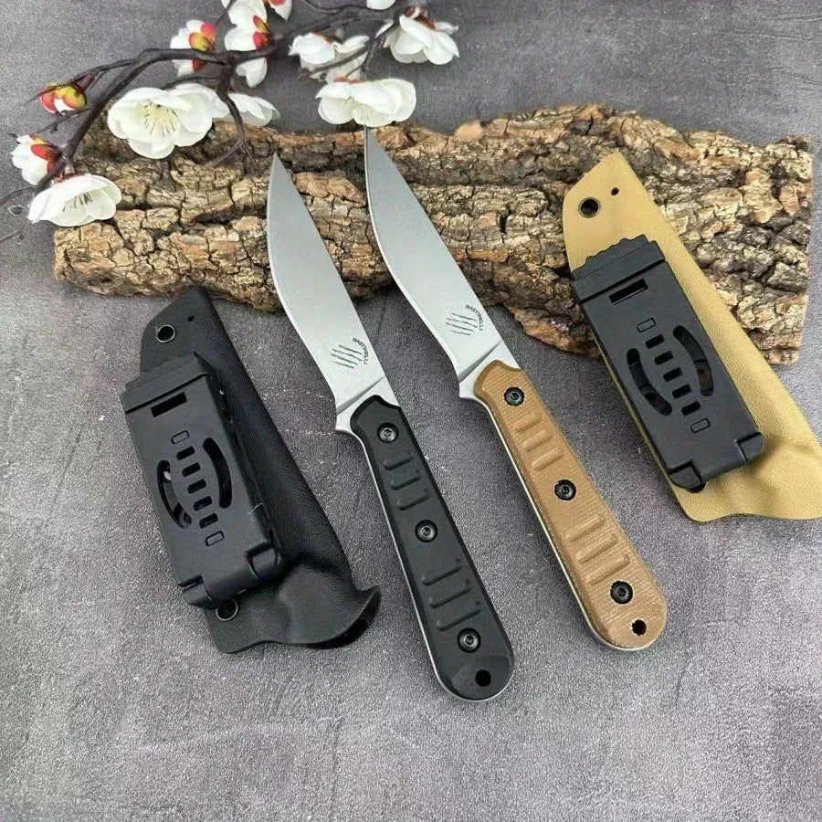 Heavy-duty Stainless Steel Straight-bladed Knife with G10 Anti-slip Handle for Outdoor Camping Wilderness Survival EDC Hunting