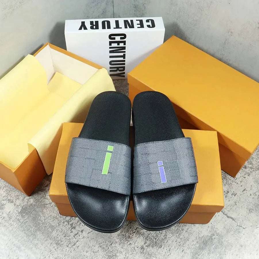 Designers Slides Womens Slippers Floral Slipper Leather Rubber Flats Sandals Summer Beach Shoes Loafers Gear Bottoms Slider