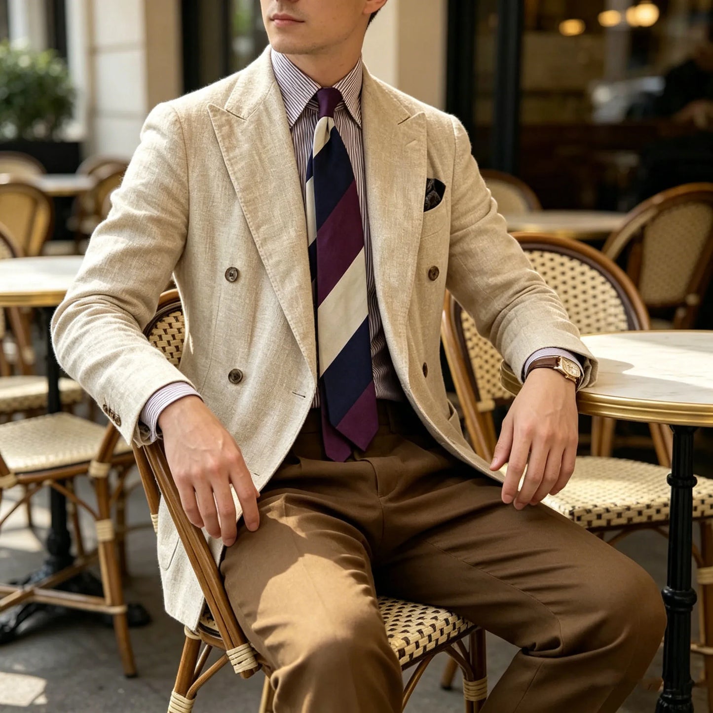 Elegant Men's Linen Blazer Double Breasted Peak Lapel Breathable Lightweight Fashion Casual Jacket Old Mmoney Aesthetic Business