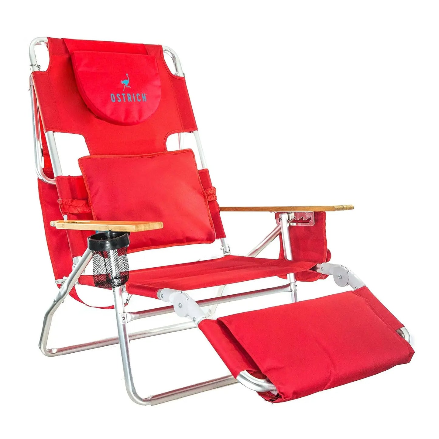 the Deluxe 3N1 Reclining Lounge Chair, Folding Outdoor Lounger and Extra-Wide Beach Chair with Wooden Armrests and Face, Custom