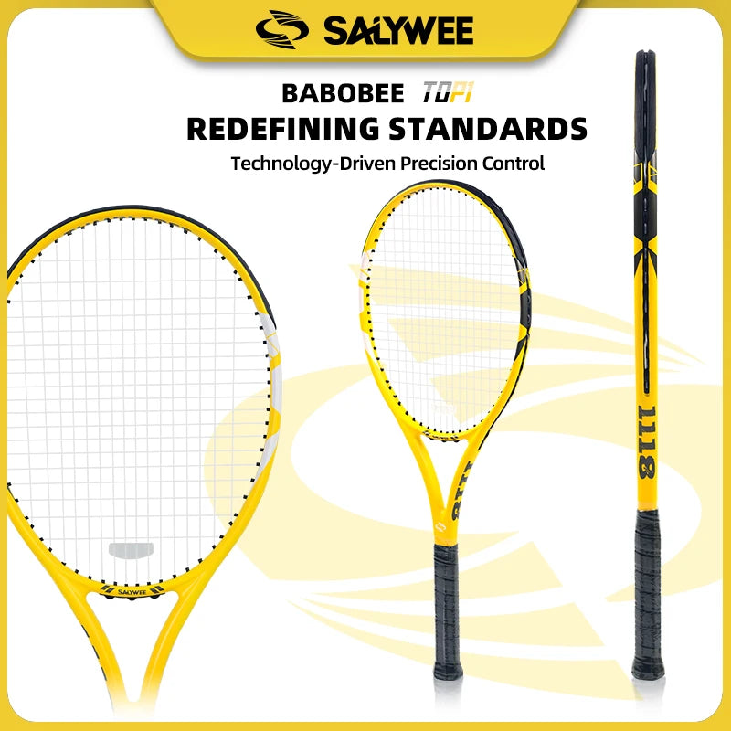 BaboBee SY1118, 100% Full Carbon Fiber Tennis Racket 60lbs Pre-Strung, Aerospace-Grade Frame 275g Lightweight with Free Overgrip
