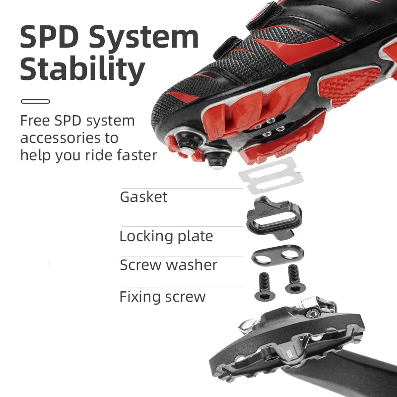 ROCKBROS Bicycle Pedals Sealed Bearing Waterproof Anti-slip Flat Cleat Nylon One-piece Cycling Pedals SPD Road Bike Accessories