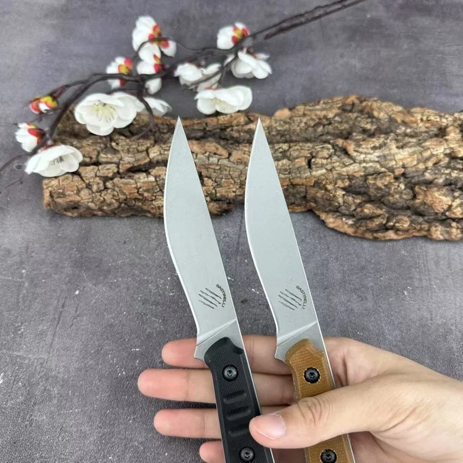 Heavy-duty Stainless Steel Straight-bladed Knife with G10 Anti-slip Handle for Outdoor Camping Wilderness Survival EDC Hunting