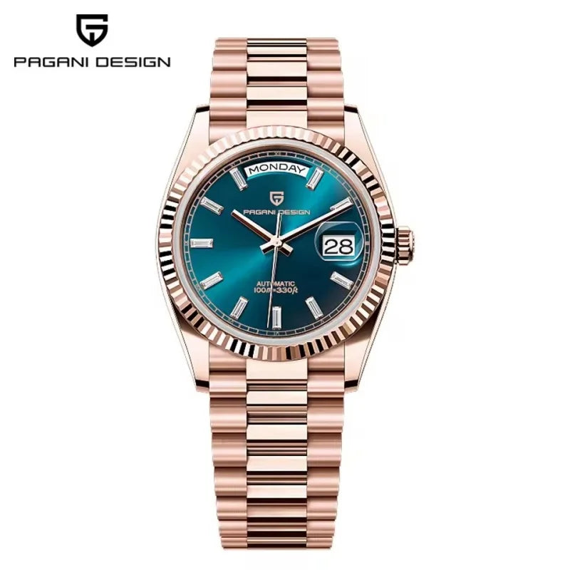 PAGANI DESIGN New Week Calendar Type Man watch ST16 Movt Waterproof Mechanical Watch 316L All Steel Luxury Luminous Men watch