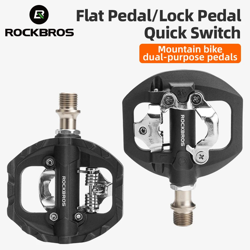 ROCKBROS Bicycle Pedals Sealed Bearing Waterproof Anti-slip Flat Cleat Nylon One-piece Cycling Pedals SPD Road Bike Accessories