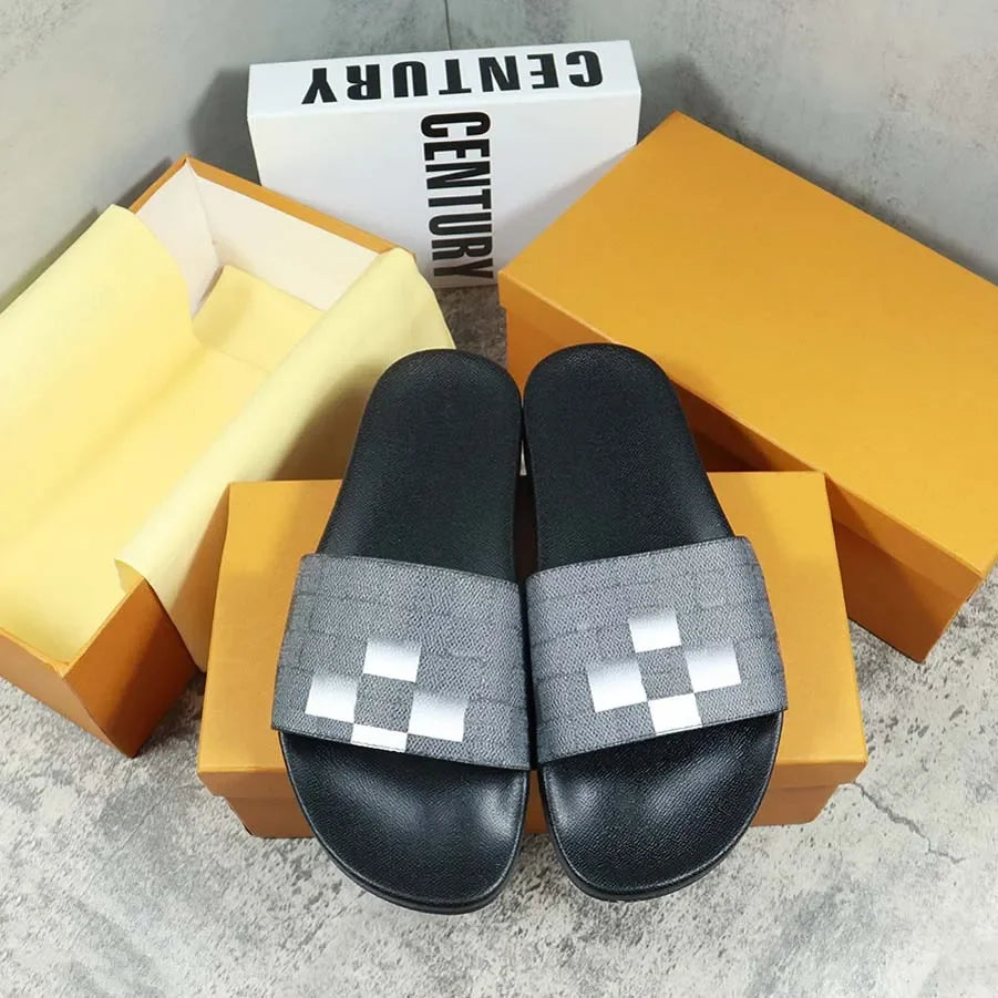 Designers Slides Womens Slippers Floral Slipper Leather Rubber Flats Sandals Summer Beach Shoes Loafers Gear Bottoms Slider