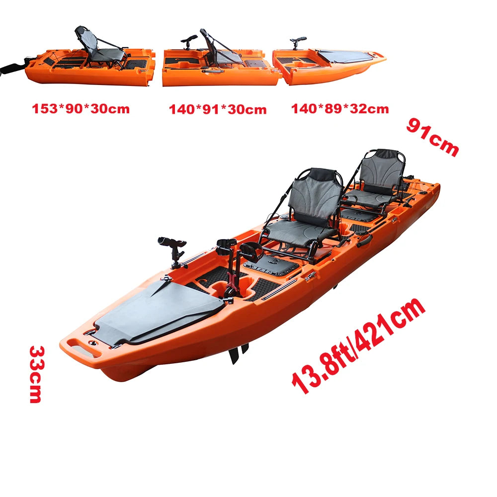 2-Seater Sit-on-Top Modular Pedal & Electric Fishing Kayak with Accessories Durable Anti-Collision Customizable Aluminum Seats