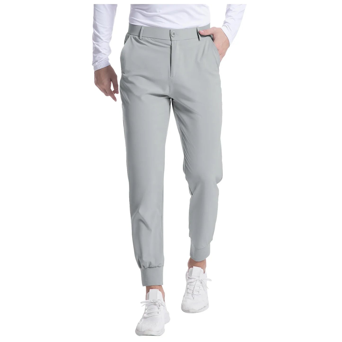 Mens Dress Pants Golf Stretch Pants Slim Fit Quick Dry Golf Joggers Pants Work Casual Long Pants With 3 Pockets Trousers Bottoms