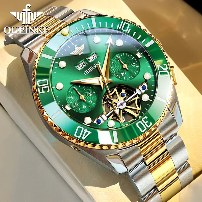 OUPINKE 3229 Men Watch Luxury Original Diving Series Men Automatic Mechanical Watch Waterproof Luminous Calendar Sports Watch