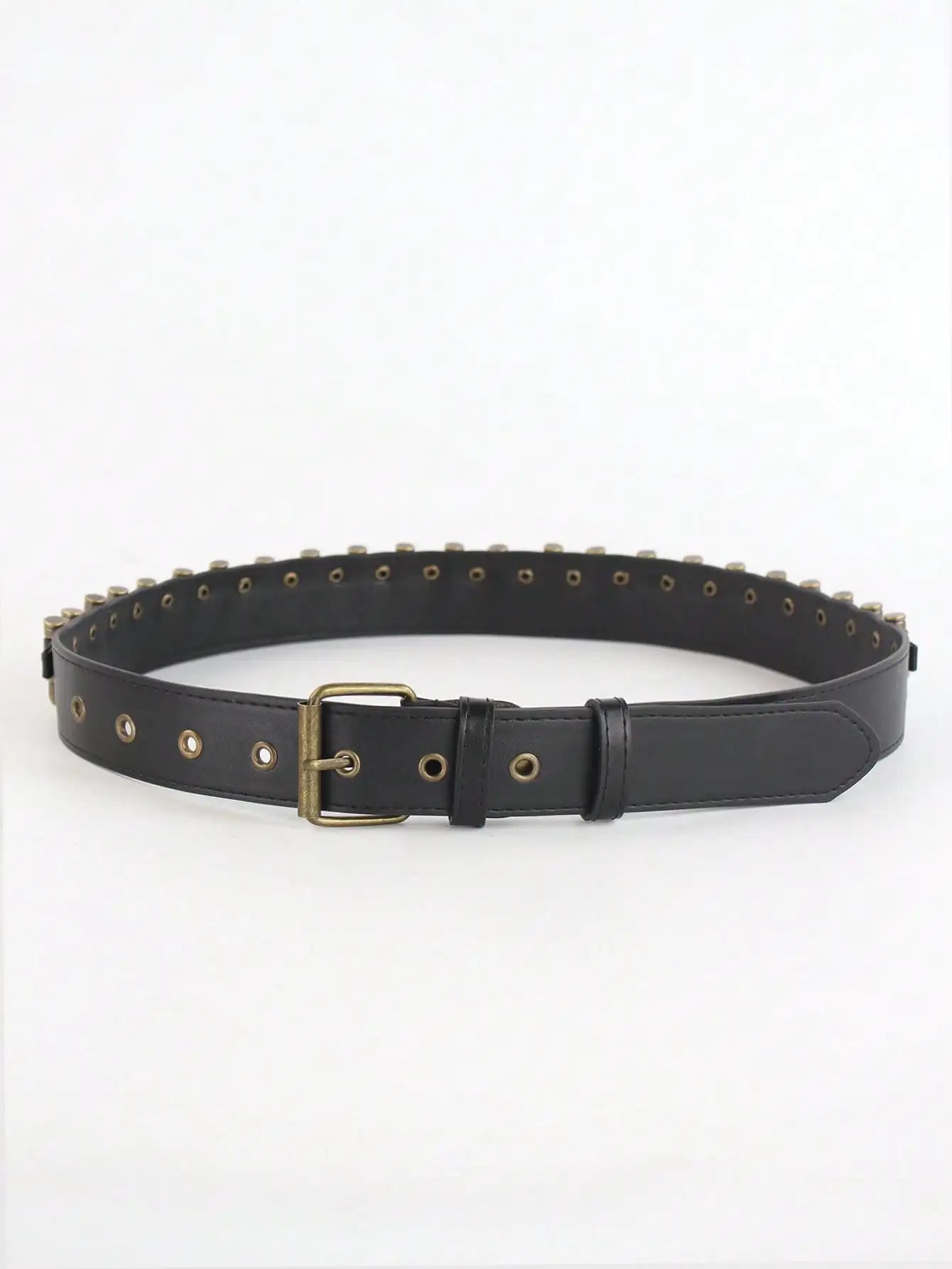 Solid Color Punk Rhinestone Studded Leather Belt, Suitable For Teens, Casual Outdoor, Athletic, Vacations, Graduation Gifts, Birthday, Daily Wear