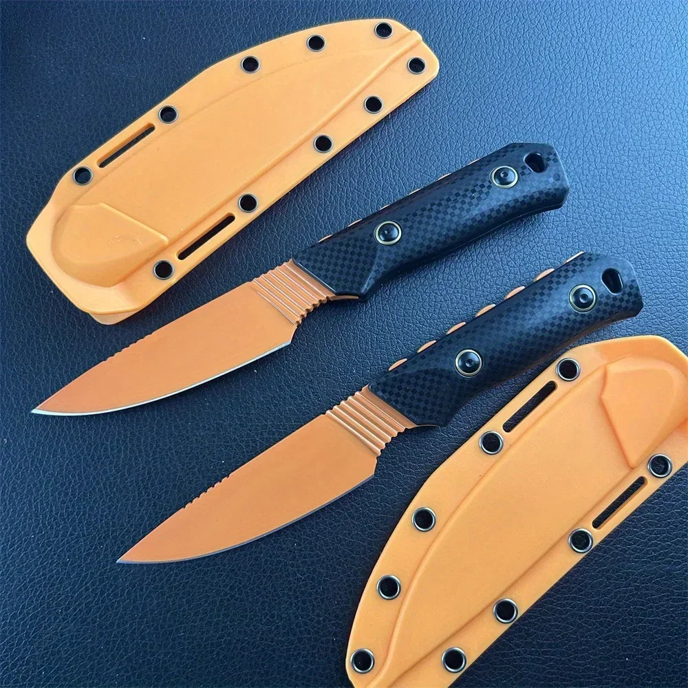 Orange Blade EDC Outdoor 15600 Fixed Blade Knife D2 Blade Stonewashed Camping Equipment Straight Knife with Santoprene Sheath