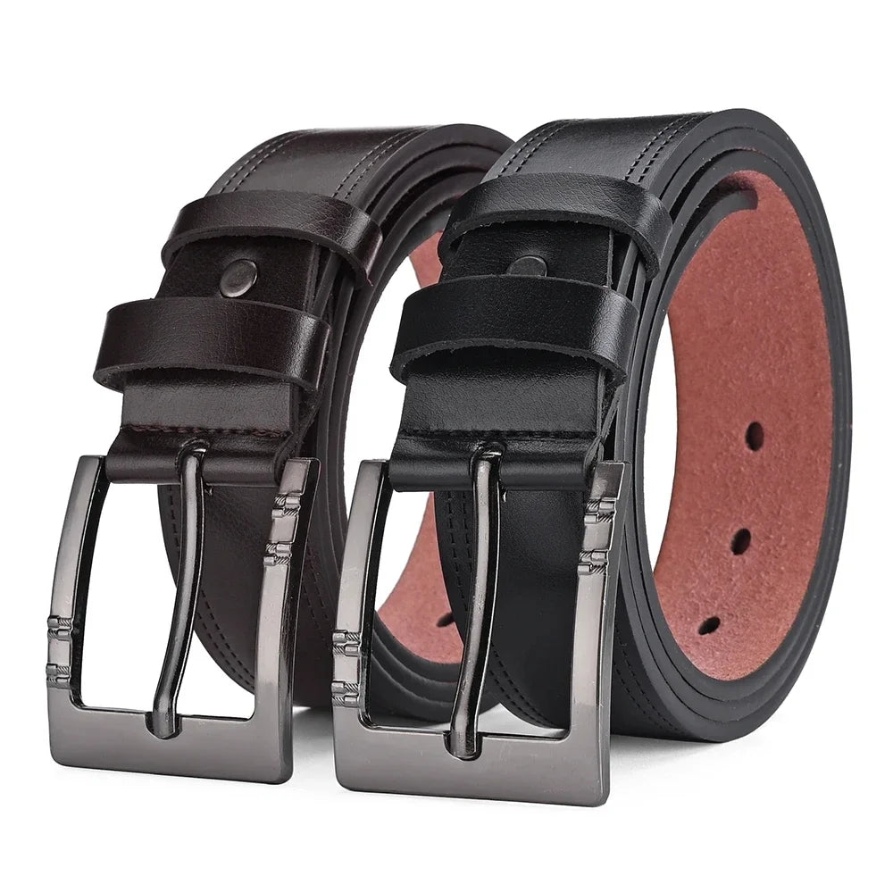 Genuine Leather For Men's High Quality Buckle Jeans Cowskin Casual Belts Business Cowboy Waistband Male Fashion Designer Leather