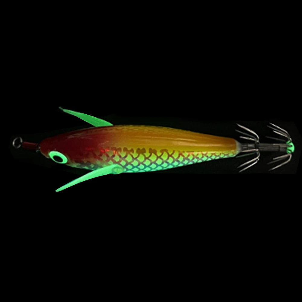 Luminous Squid Hook Squid Fishing Lure with 3D Eyes Cuttlefish Attracting Lure Glow In The Dark Squid Bait for Night Fishing