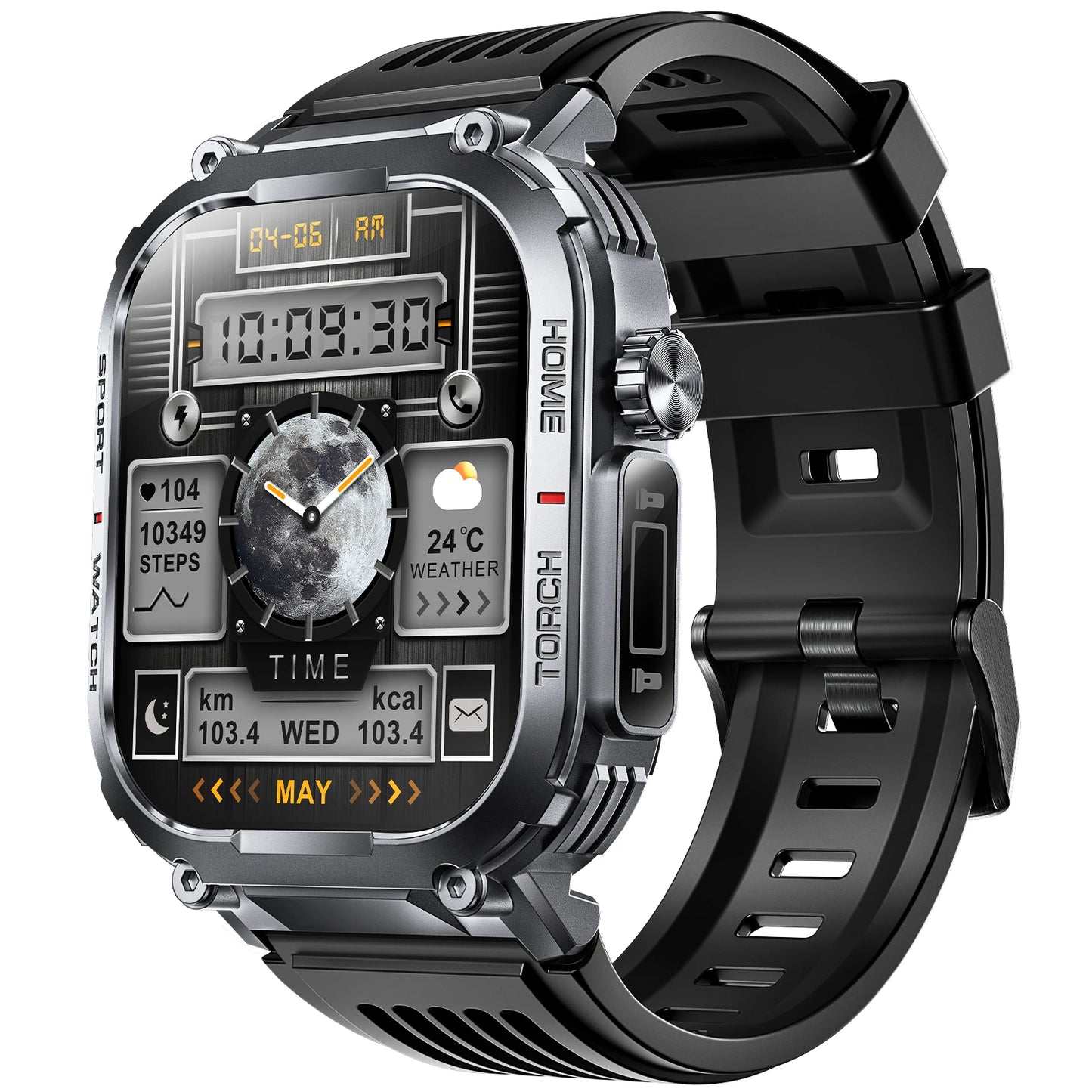 LaNikar New Smart Watch Men 3ATM Waterproof 2.02"S320B With Compass And LED Flashlight Sports And Fitness Tracking Heart Rate