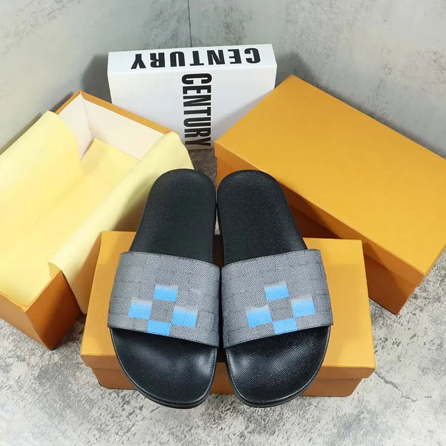 Designers Slides Womens Slippers Floral Slipper Leather Rubber Flats Sandals Summer Beach Shoes Loafers Gear Bottoms Slider