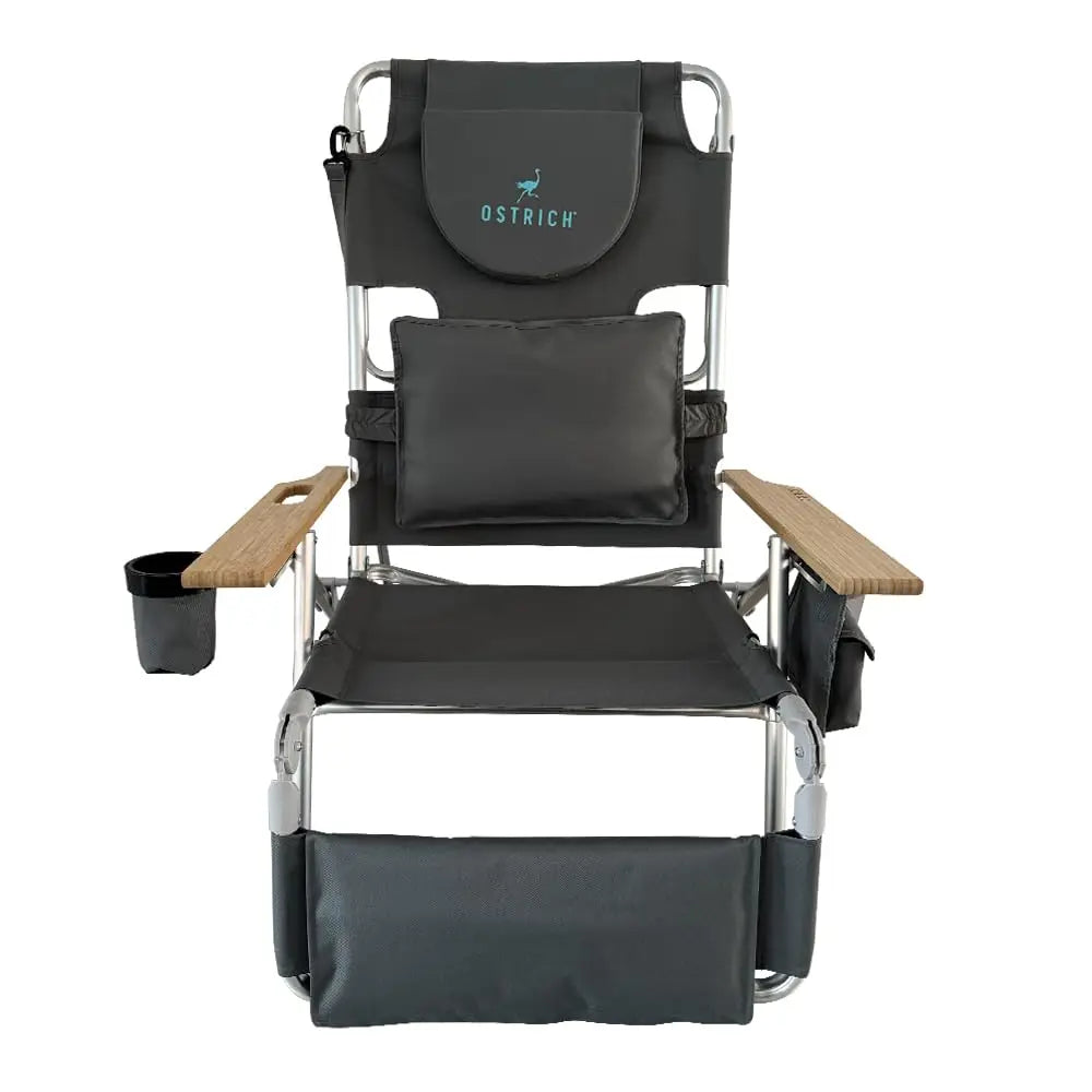 the Deluxe 3N1 Reclining Lounge Chair, Folding Outdoor Lounger and Extra-Wide Beach Chair with Wooden Armrests and Face, Custom