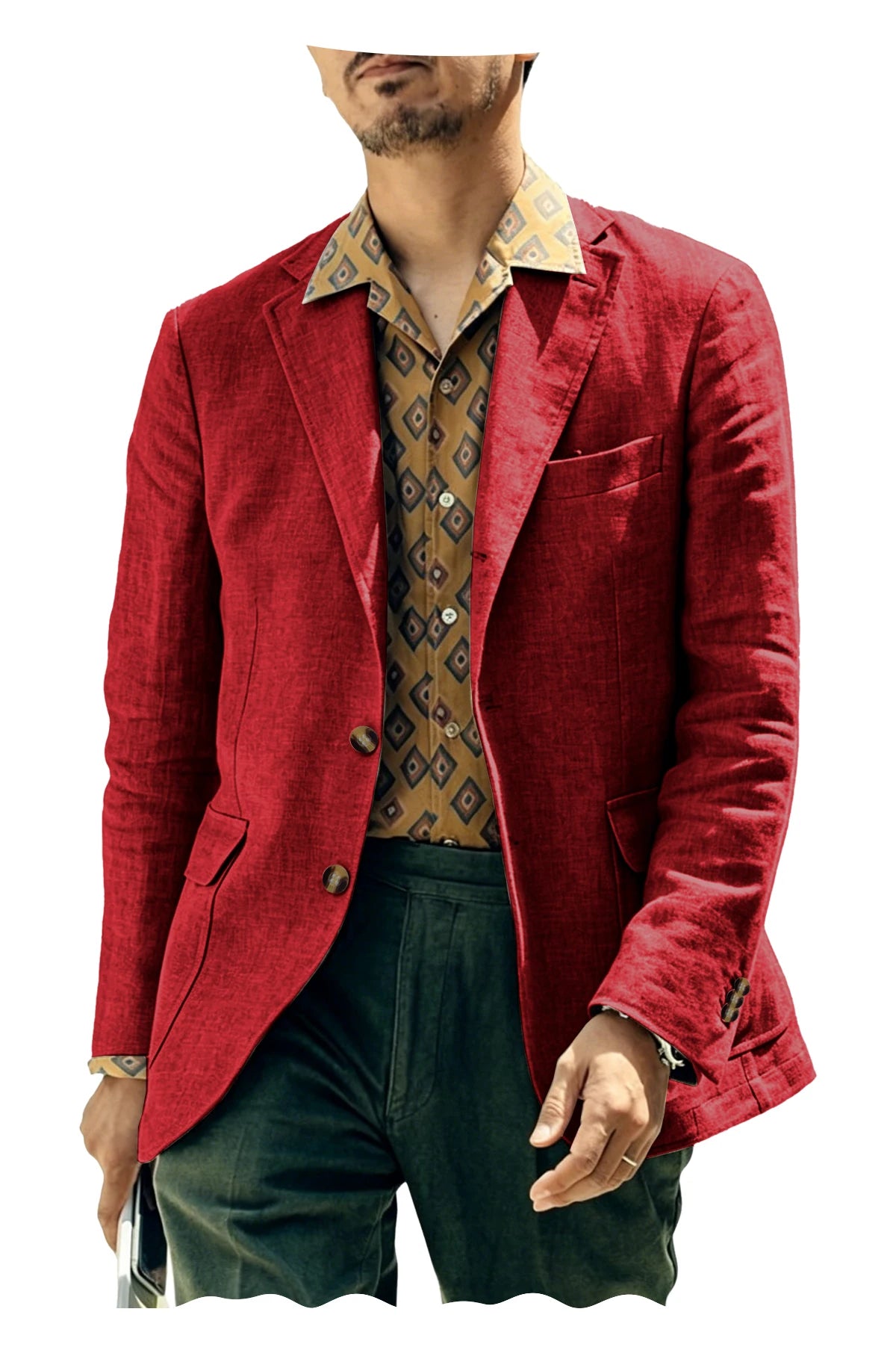 Italian Style Men's Linen Blazer Casual Business Suit Jacket Notched Lapel Breathable Summer Sport Coat for Wedding Groom Party