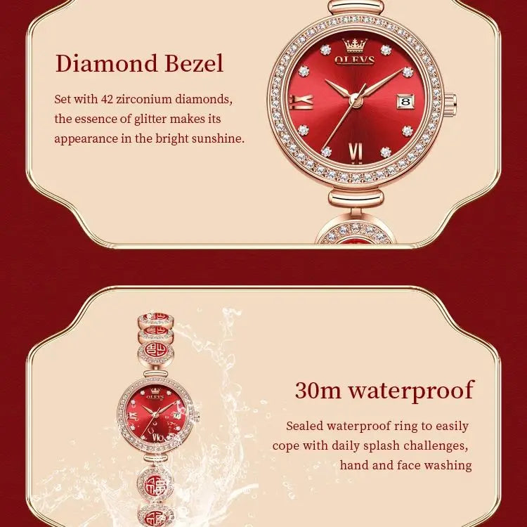 OLEVS 5630 Women Watch Luxury Brand Diamond Watch Date Waterproof Clock Quartz Watch Exclusive Blessing Bracelet Women Watch