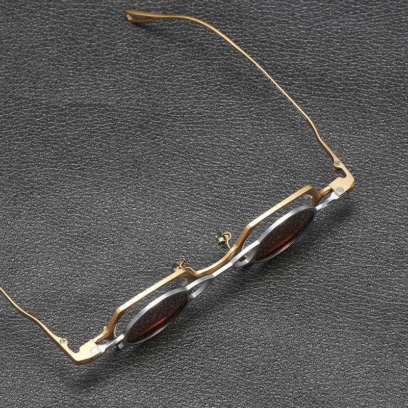 Vintage 2 In 1 Magnet Clip Pure Titanium Eyeglasses Frame Men Square Polarized Glasses Frame Women Designer Luxury Brand Eyewear