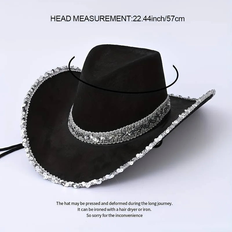 1 Piece Women Summer Fashion Solid Party Sequin Elegant Top Hat Adjustable Length Glitter Shining Hat