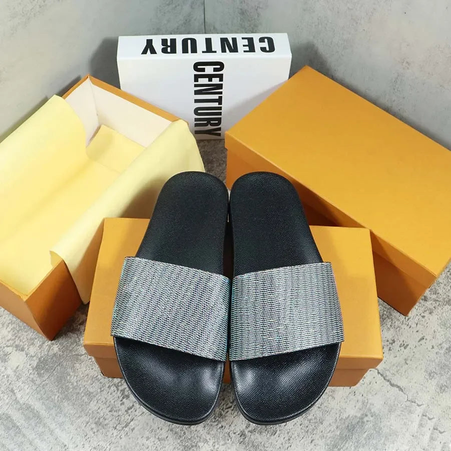 Designers Slides Womens Slippers Floral Slipper Leather Rubber Flats Sandals Summer Beach Shoes Loafers Gear Bottoms Slider