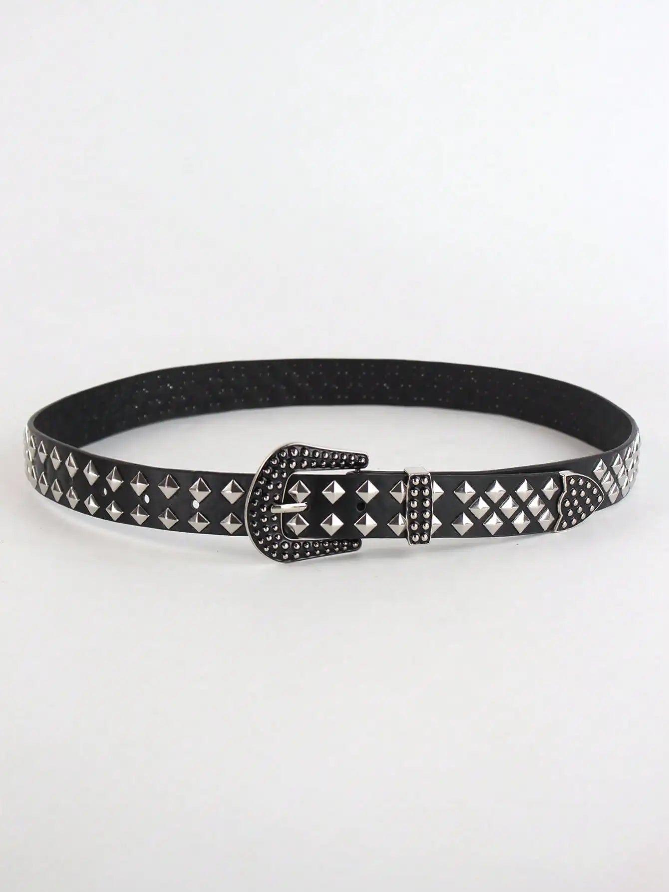 Solid Color Punk Rhinestone Studded Leather Belt, Suitable For Teens, Casual Outdoor, Athletic, Vacations, Graduation Gifts, Birthday, Daily Wear