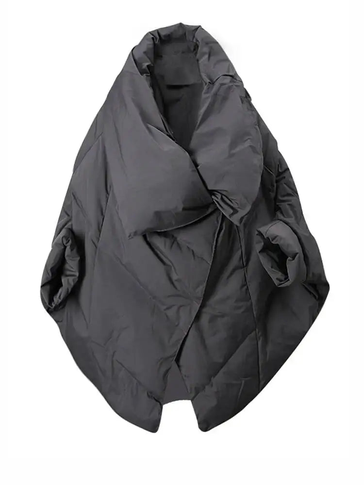 EAM Gray Big Size Keep Warm Down Jacket New Long Batwing Sleeve Warm Women Parkas Fashion Tide Autumn Winter 2026 CPG4506