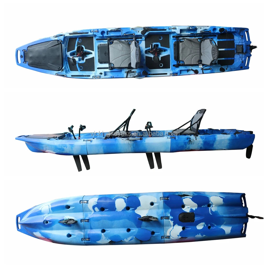 2-Seater Sit-on-Top Modular Pedal & Electric Fishing Kayak with Accessories Durable Anti-Collision Customizable Aluminum Seats