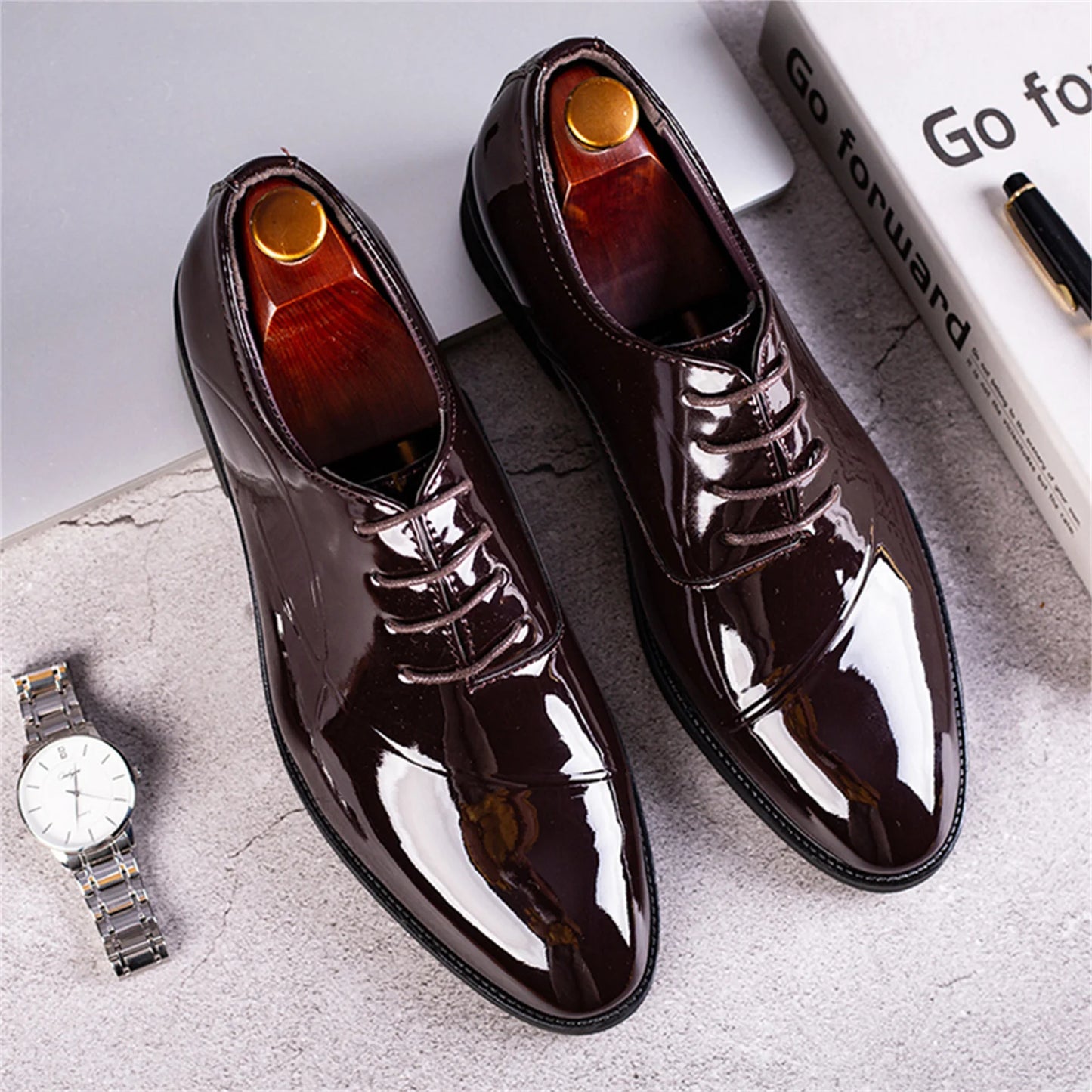 Men's Dress Shoes Classic Modern Formal Business Oxford Shoe X Stripe Comfortable Tuxedo Casual Lace-up Formal Shoes