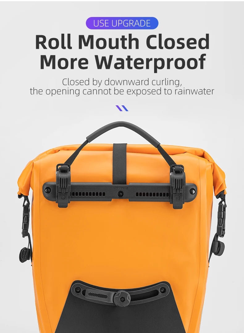 ROCKBROS Waterproof Bike Bag 25L Travel Cycling Bag Basket Bicycle Rear Rack Tail Seat Trunk Bag Bicycle Bag Panniers 1PCS