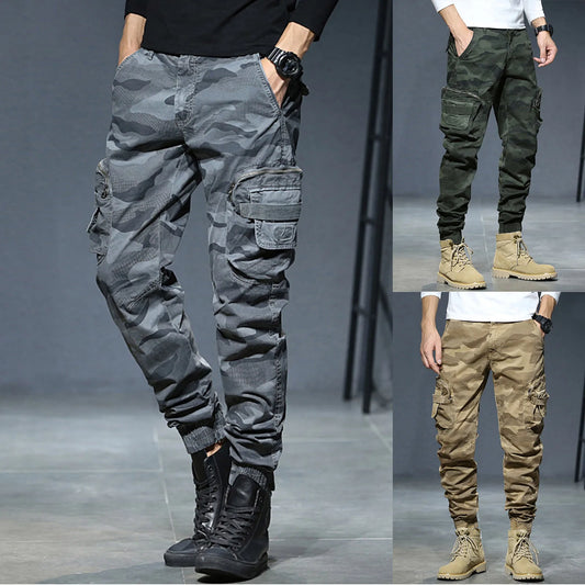 Cargo Pants for Men Mens Fashion Casual Loose Cotton Pocket Lace Up Pants Trousers Overall