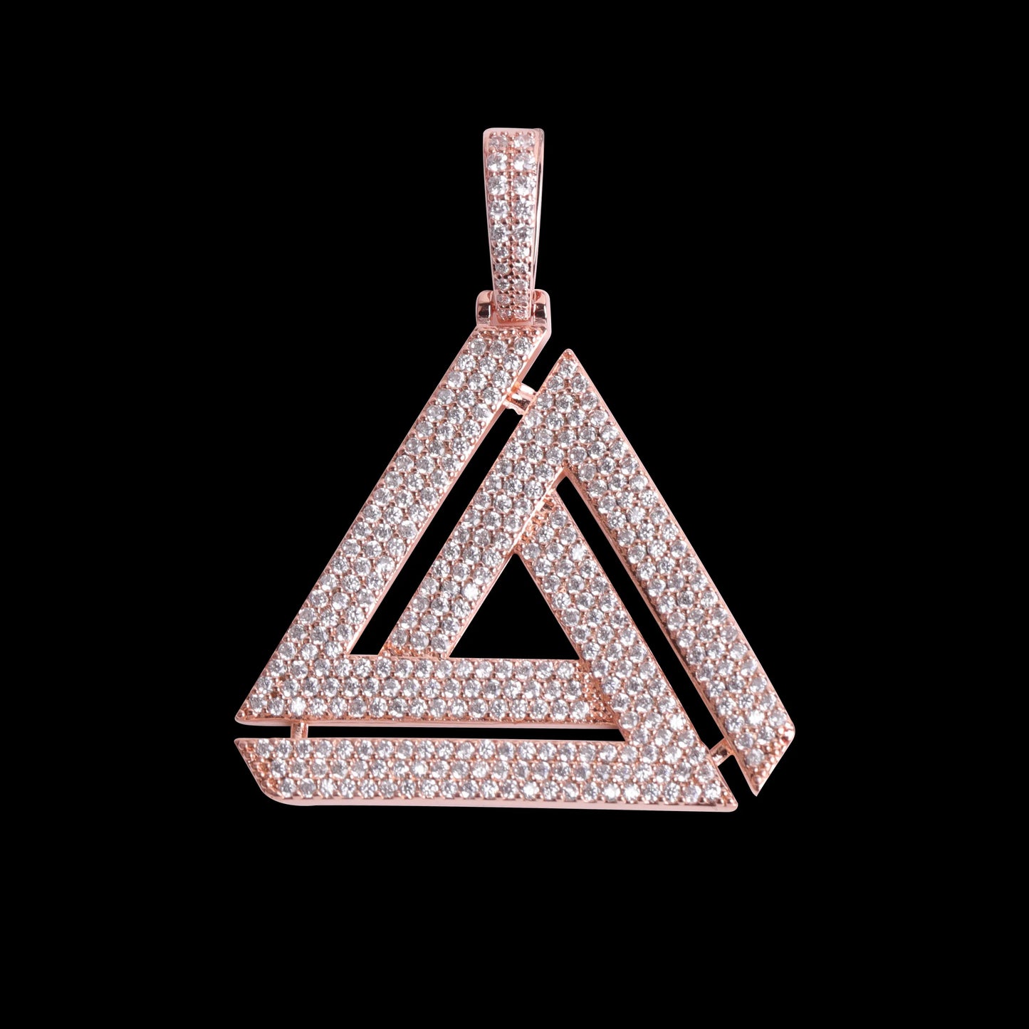 Aokaishen Iced Penrose Triangle Pendant Necklace for Men Real Gold Plated Hip Hop Jewelry