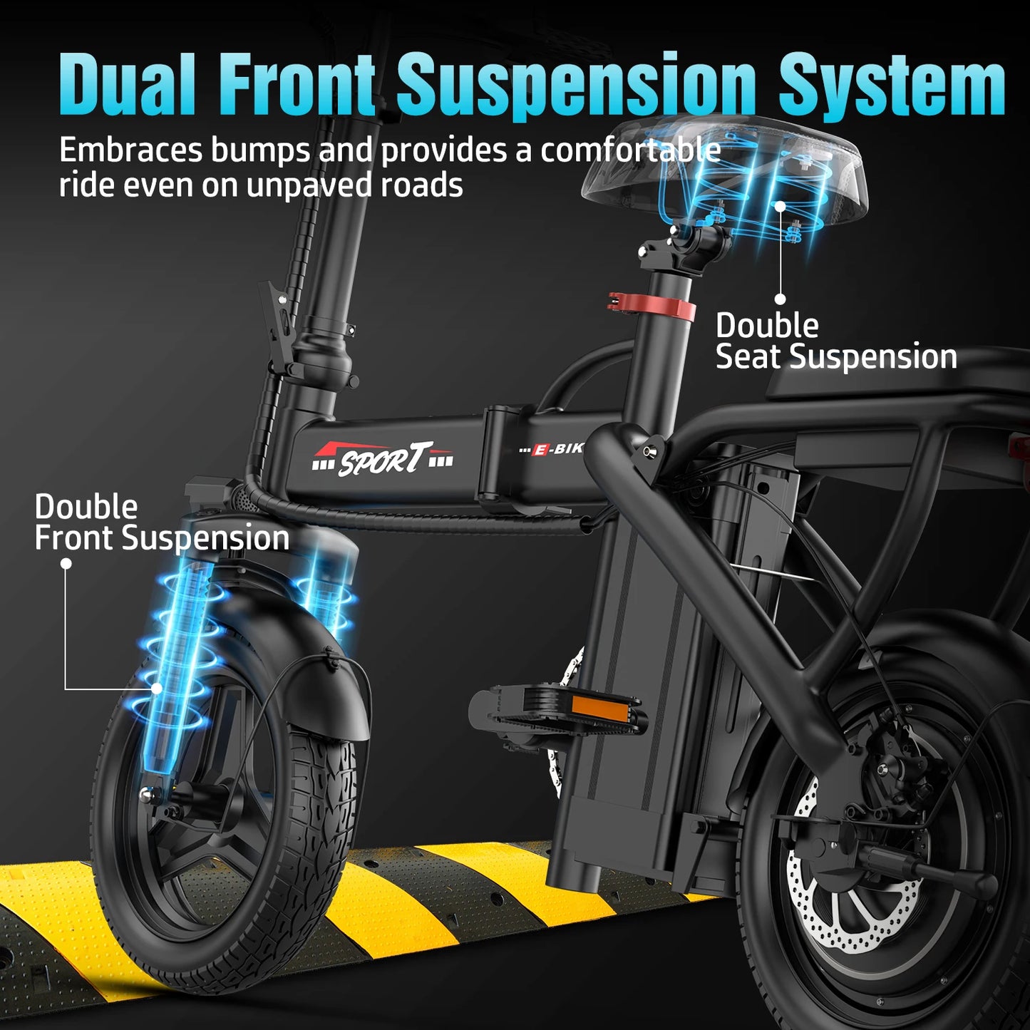 Adult folding electric bicycle, 48V 15AH, 1000W, 30-mile maximum range, US warehouse, LCD display, all-terrain wide tires.