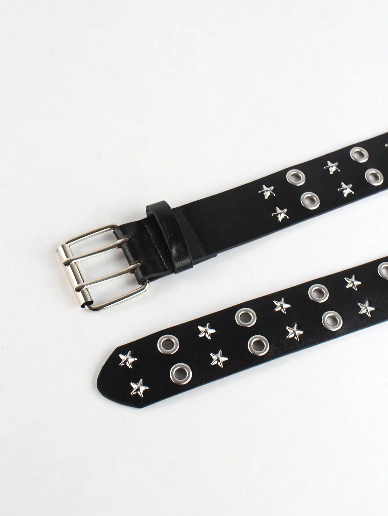 Solid Color Punk Rhinestone Studded Leather Belt, Suitable For Teens, Casual Outdoor, Athletic, Vacations, Graduation Gifts, Birthday, Daily Wear
