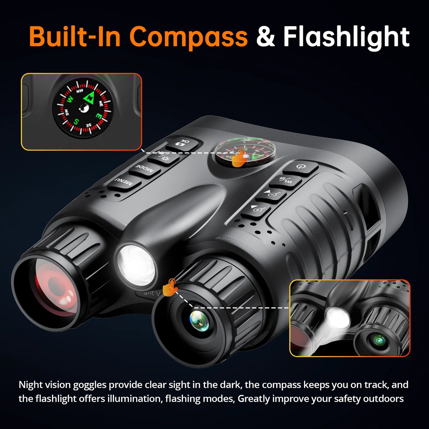 4K Night Vision Binoculars 8X Digital Zoom With Tactical Light 4500mAh Infrared Vision Night Goggle For Hunting Camping Boating