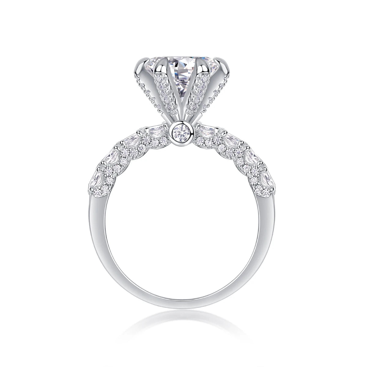 JIUZUAN 1/2/3 Carat Women's Engagement Ring Round Cut Moissanite Ring 925 Sterling Silver Classic Wedding Anniversary Ring