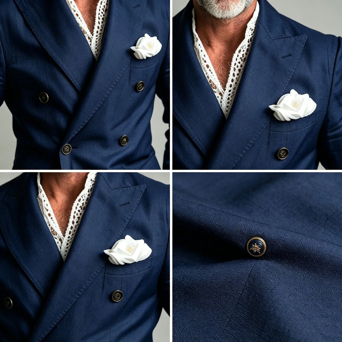 Men's Chic Peak Lapel Linen Blazer Double Breasted Slim Fit Formal Suit Jacket Summer Business Wedding Party Beach Daily Coat