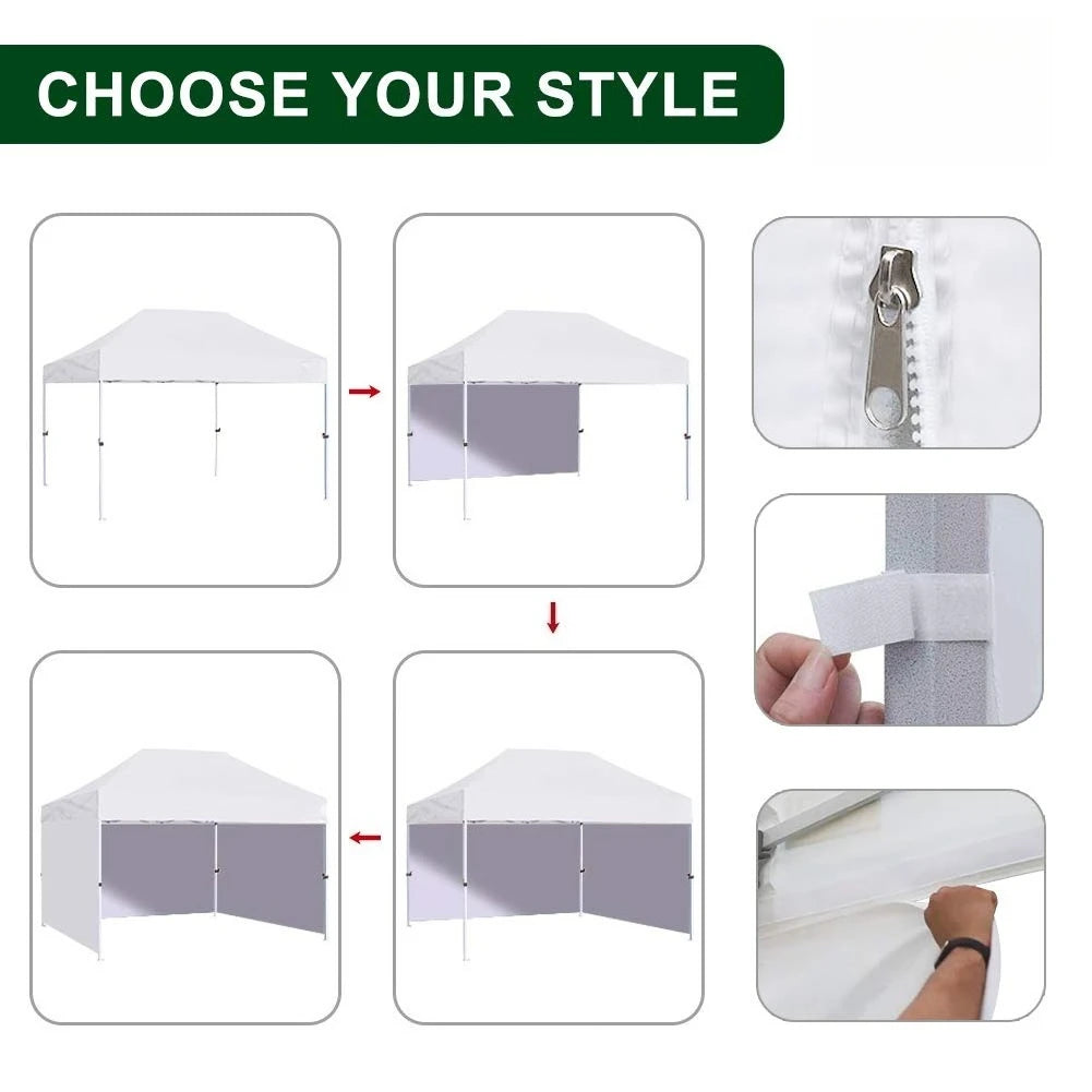 10'x15' Pop-up Canopy Tent Commercial Instant Canopies with 4 Removable Zipper End Side Walls and Roller Bag, Customized