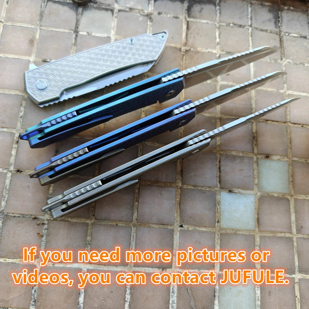 JUFULE Mojave Titanium Handle Ceramic Bearings Kitchenware Pocket EDC Tool Fish Hunting Hike Camping 154CM Outdoor Folding Knife