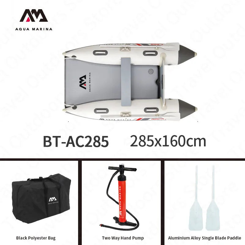 AQUA MARINA AIRCAT Inflatable Boat Yacht Wide Deck Raft Fishing 4-5 Persons PVC Speedboat Rubber Water Sports Oar Drop Stitch
