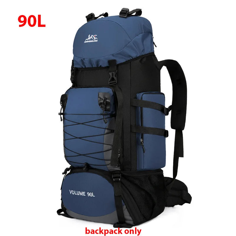 90L Large Camping Backpack Travel Bag Men's Women Luggage Hiking Shoulder Bags Outdoor Climbing Trekking Sports Rucksack Nylon