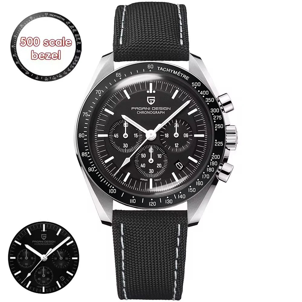 2026 New PAGANI DESIGN V6 Moon Men's Watcher Chronograph Quartz Watch Men Luxury AR Sapphire Ceramic Bezel Waterproof Luminous