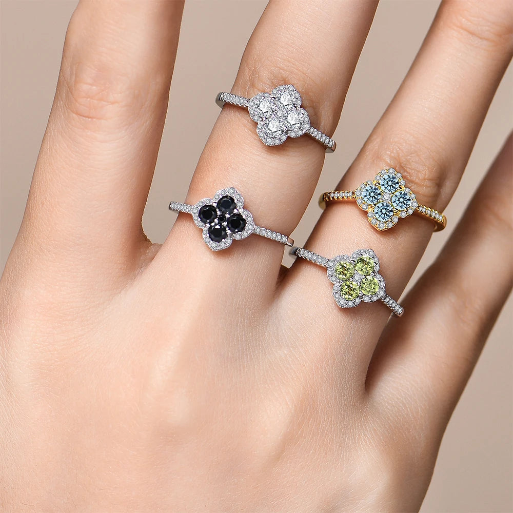 ATTAGEMS S925 Sterling Silver Halo Classic Moissanite Rings D VVS1 for Women Girls Romantic Anniversary Gifts Fine Jewelry Ring