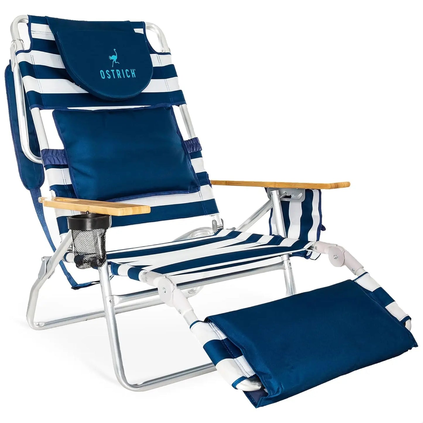 the Deluxe 3N1 Reclining Lounge Chair, Folding Outdoor Lounger and Extra-Wide Beach Chair with Wooden Armrests and Face, Custom