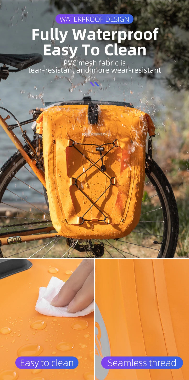 ROCKBROS Waterproof Bike Bag 25L Travel Cycling Bag Basket Bicycle Rear Rack Tail Seat Trunk Bag Bicycle Bag Panniers 1PCS