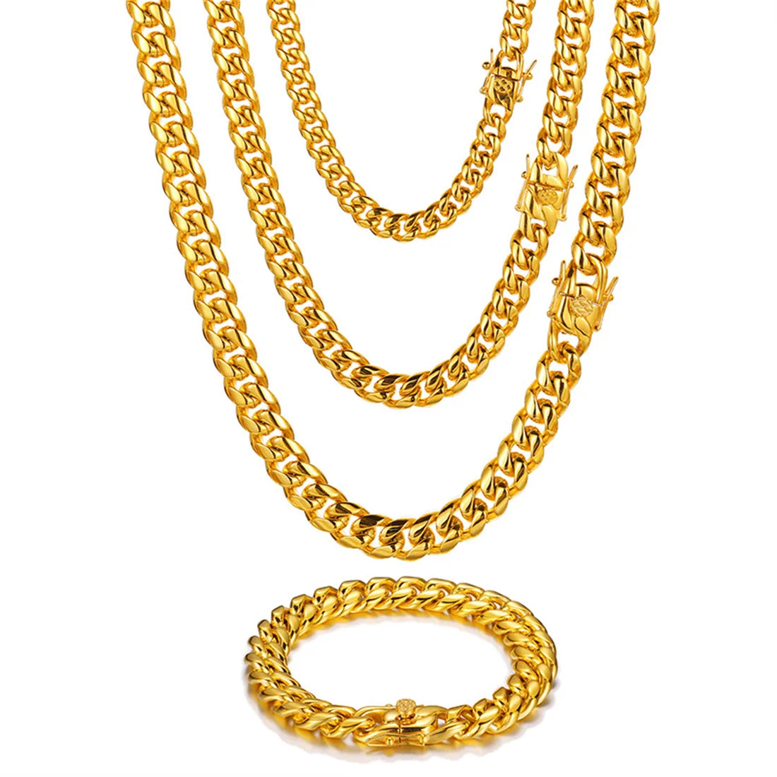 6mm-22mm wide 316L Stainless Steel Cuban Miami Chains Necklaces Big Heavy Round Link Chain for Men Hip Hop Rock jewelry