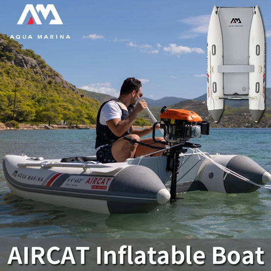 AQUA MARINA AIRCAT Inflatable Boat Yacht Wide Deck Raft Fishing 4-5 Persons PVC Speedboat Rubber Water Sports Oar Drop Stitch