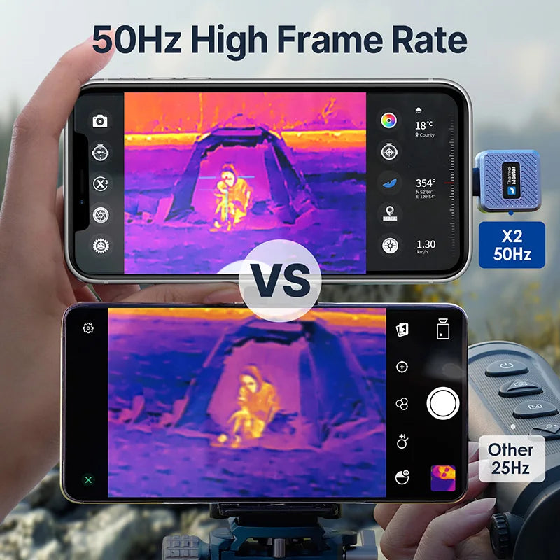 50Hz X2 Night Vision to Hunt 15X Zoom Thermal Monocular Imaging Camera Binocular for Rescue Hiking Camping Thermal Master