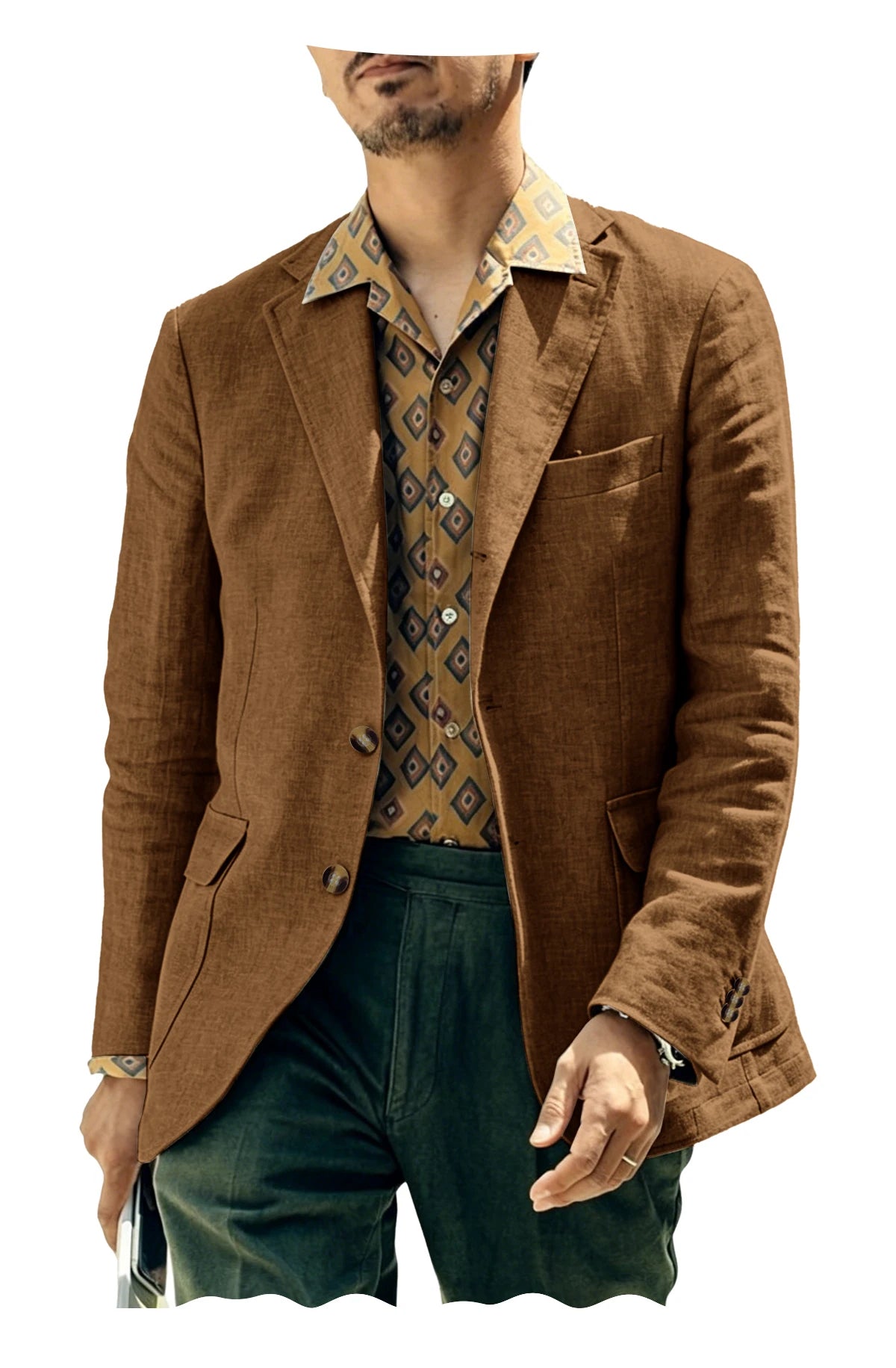 Italian Style Men's Linen Blazer Casual Business Suit Jacket Notched Lapel Breathable Summer Sport Coat for Wedding Groom Party