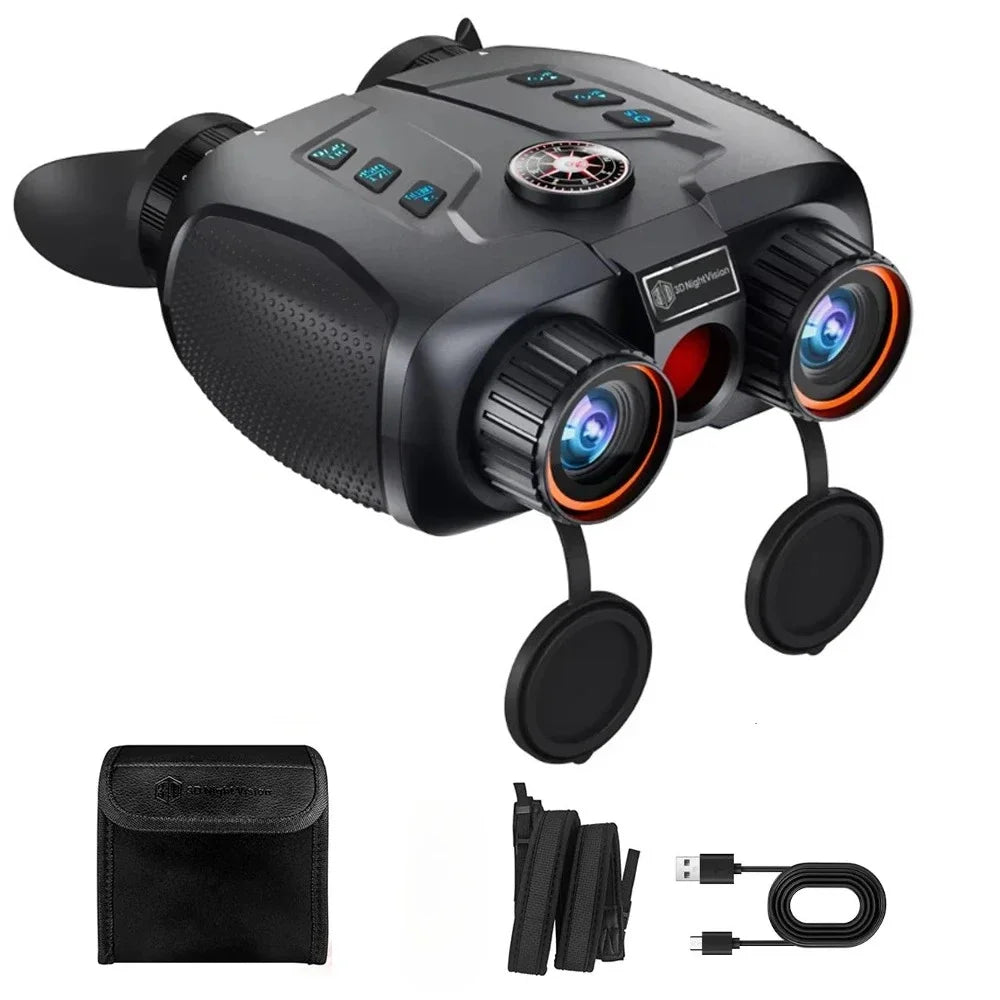 1000M 4K UHD Infrared Night Vision Binoculars Naked Eye 3D VR Digital Tactical Telescope Camera for Hunting with Compass